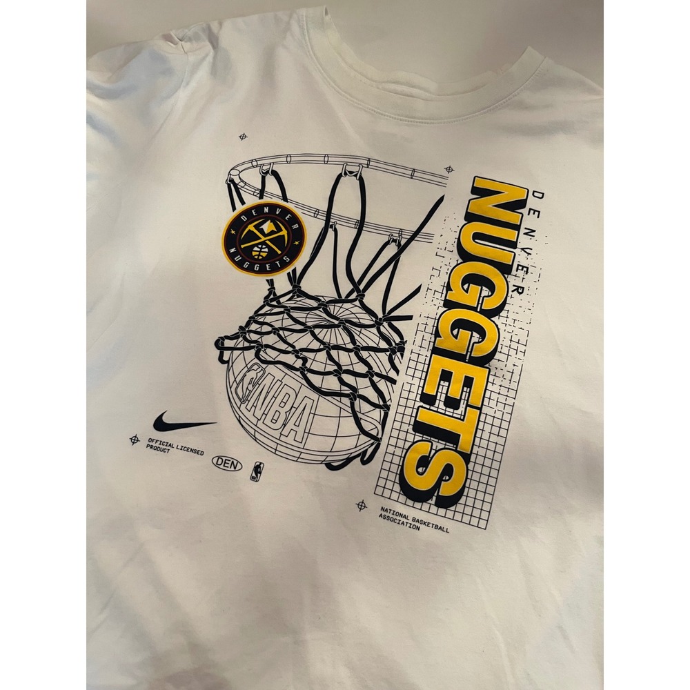 Nike Dri-Fit Denver Nuggets Basketball Tee T-Shirt White Size XL